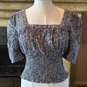 Square neck, BOHO, print peasant blouse NEW
